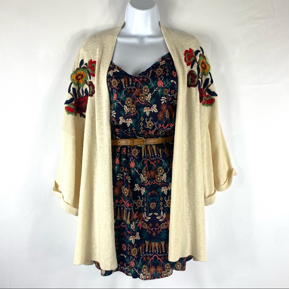 Zara embroidered cardigan cream size large